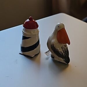Mini Seaside Pelican and Lighthouse Salt and Pepper Shaker